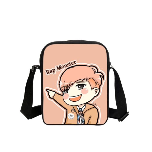 Korean B Bags Cute Cartoon Printing Messenger Bags With SUGA Rap Monster JIN J-HOPE JUNG KOOK JIMIN V Shoulder Bags Crossbody