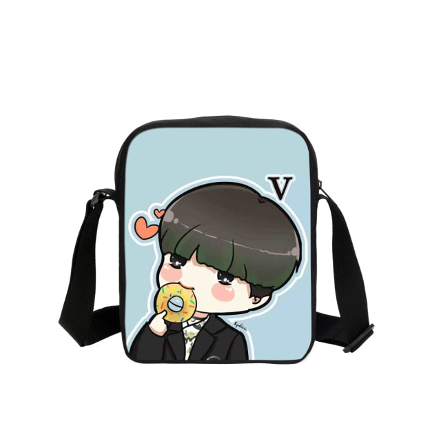 Korean B Bags Cute Cartoon Printing Messenger Bags With SUGA Rap Monster JIN J-HOPE JUNG KOOK JIMIN V Shoulder Bags Crossbody