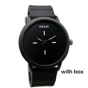 Kezzi Brand Black White Silicone Watches Student Women Men Sport Quartz Watch Couple Ultra Slim Casual Watch Relojer Feminino