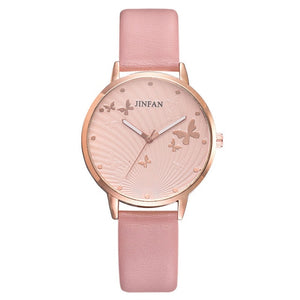 Printed butterfly luxury women fashion watches simple female dress wristwatches classical design ladies quartz leather watch