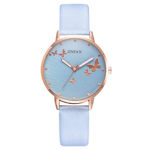 Printed butterfly luxury women fashion watches simple female dress wristwatches classical design ladies quartz leather watch