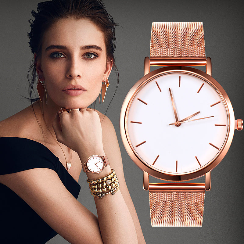 Mesh Steel Women Watches Fashion Luxury Rose Gold Ladies Watch For Women Silver Simple Designer Female Quartz Watch reloj mujer