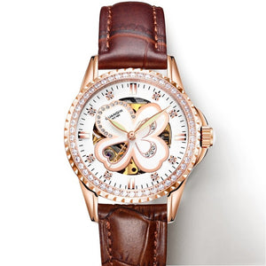GUANQIN 2019 Automatic Mechanical Women Watches luxury brand ceramics Rhinestone Elegant rosewatch waterproof bayan kol saati