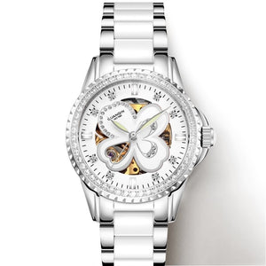 GUANQIN 2019 Automatic Mechanical Women Watches luxury brand ceramics Rhinestone Elegant rosewatch waterproof bayan kol saati