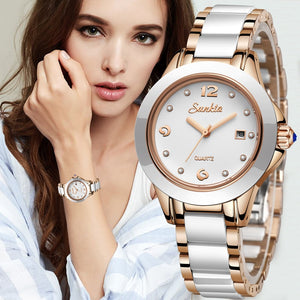 SUNKTA Fashion Women Watches Rose Gold Ladies Bracelet Watches Reloj Mujer 2019New Creative Waterproof Quartz Watches For Women