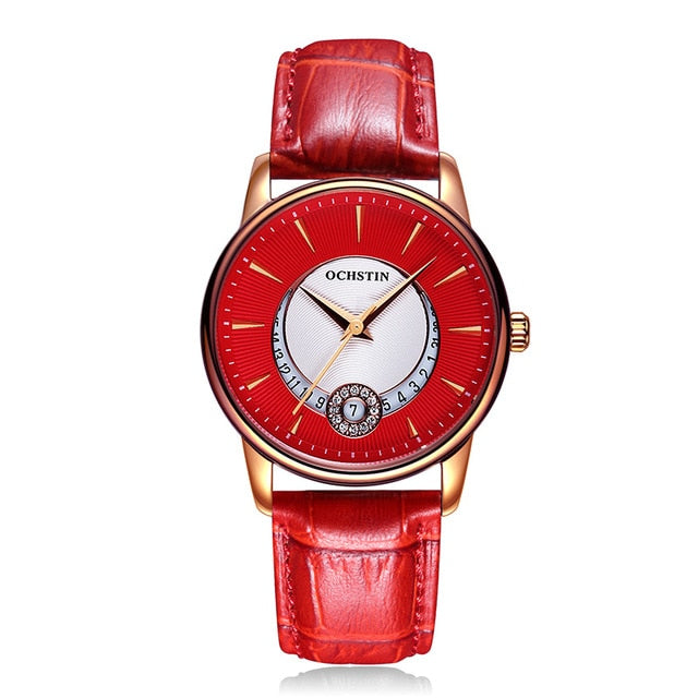 OCHSTIN Rose Gold Watch Women Quartz Watches Ladies Top Brand Luxury Female Wrist Watch Clock Leather Business Relogio Feminino