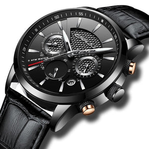 CRRJU New Fashion Men Watches Analog Quartz Wristwatches 30M Waterproof Chronograph Sport Date Leather Band Watches montre homme