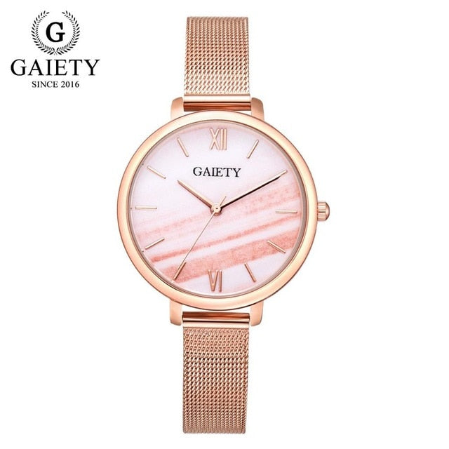Gaiety luxo 2 pçs conjunto relógio feminino rosa ouro água broca pulseira relógio de jóias senhoras feminino hora casual quartzo relógios de pulso