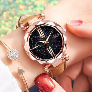 Foloy Frauen Uhr Star Sky Zifferblatt Uhr Luxus Rose Gold Mode frauen Armband Quarz Handgelenk Uhren