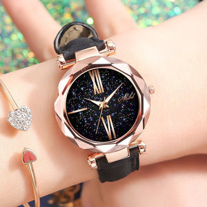 Foloy Frauen Uhr Star Sky Zifferblatt Uhr Luxus Rose Gold Mode frauen Armband Quarz Handgelenk Uhren