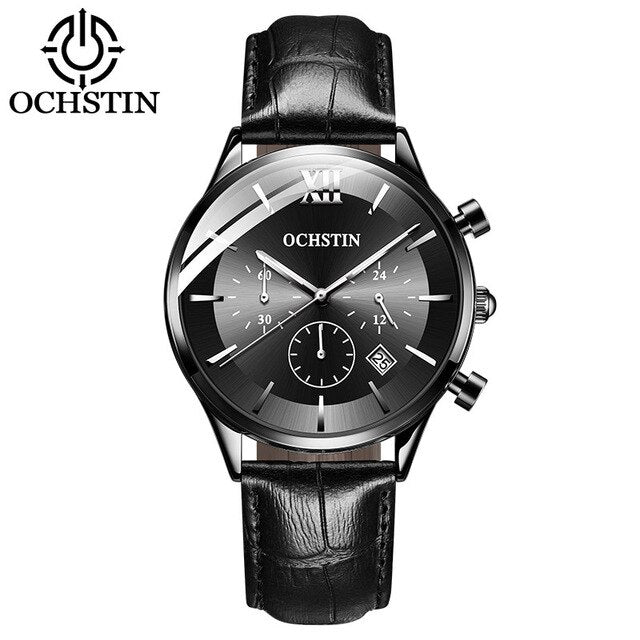 OCHSTIN Top Brand Luxury Watch Men Rose Gold Leather Strap  Wrist Watch Fashion Business Clock Quartz Watch Relogio Masculino