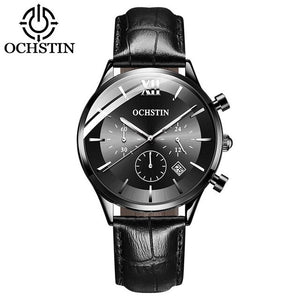 OCHSTIN Top Brand Luxury Watch Men Rose Gold Leather Strap  Wrist Watch Fashion Business Clock Quartz Watch Relogio Masculino