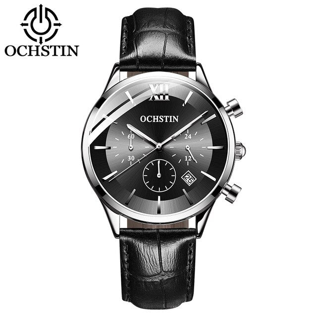 OCHSTIN Top Brand Luxury Watch Men Rose Gold Leather Strap  Wrist Watch Fashion Business Clock Quartz Watch Relogio Masculino