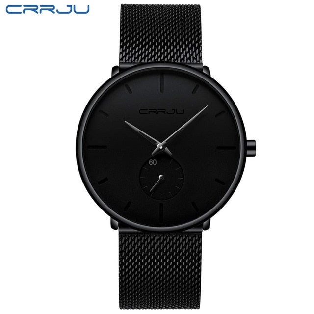CRRJU mode hommes montres haut marque de luxe montre à Quartz hommes décontracté mince maille en acier étanche Sport montre Relogio Masculino