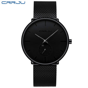 CRRJU mode hommes montres haut marque de luxe montre à Quartz hommes décontracté mince maille en acier étanche Sport montre Relogio Masculino
