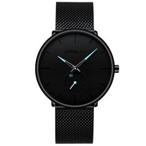 CRRJU mode hommes montres haut marque de luxe montre à Quartz hommes décontracté mince maille en acier étanche Sport montre Relogio Masculino