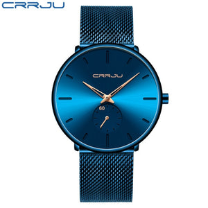 CRRJU mode hommes montres haut marque de luxe montre à Quartz hommes décontracté mince maille en acier étanche Sport montre Relogio Masculino