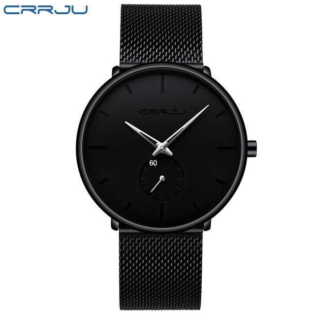 CRRJU mode hommes montres haut marque de luxe montre à Quartz hommes décontracté mince maille en acier étanche Sport montre Relogio Masculino