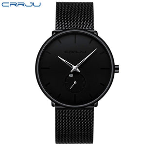 CRRJU mode hommes montres haut marque de luxe montre à Quartz hommes décontracté mince maille en acier étanche Sport montre Relogio Masculino