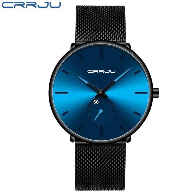 CRRJU mode hommes montres haut marque de luxe montre à Quartz hommes décontracté mince maille en acier étanche Sport montre Relogio Masculino