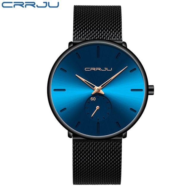 CRRJU mode hommes montres haut marque de luxe montre à Quartz hommes décontracté mince maille en acier étanche Sport montre Relogio Masculino
