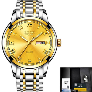 LIGE Watch Men Fashion Sports Quartz Full Steel Gold Business Mens Watches Top Brand Luxury Waterproof Watch Relogio Masculino