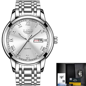 LIGE Watch Men Fashion Sports Quartz Full Steel Gold Business Mens Watches Top Brand Luxury Waterproof Watch Relogio Masculino