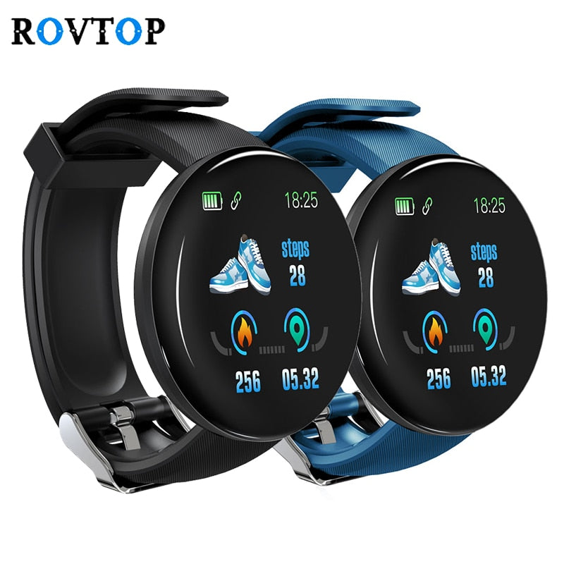Rovtop D18 Smart Watch Men Women Blood Pressure Round Smartwatch